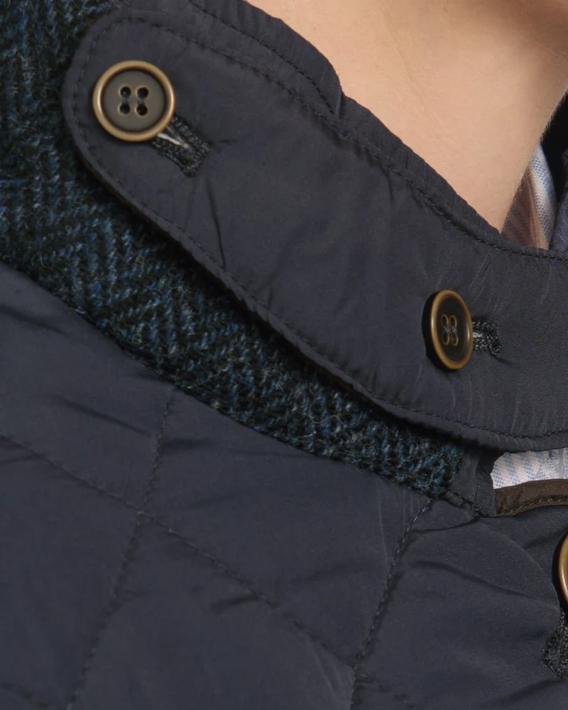 Steppmantel "Gabby" mit Tweed Besatz in navy