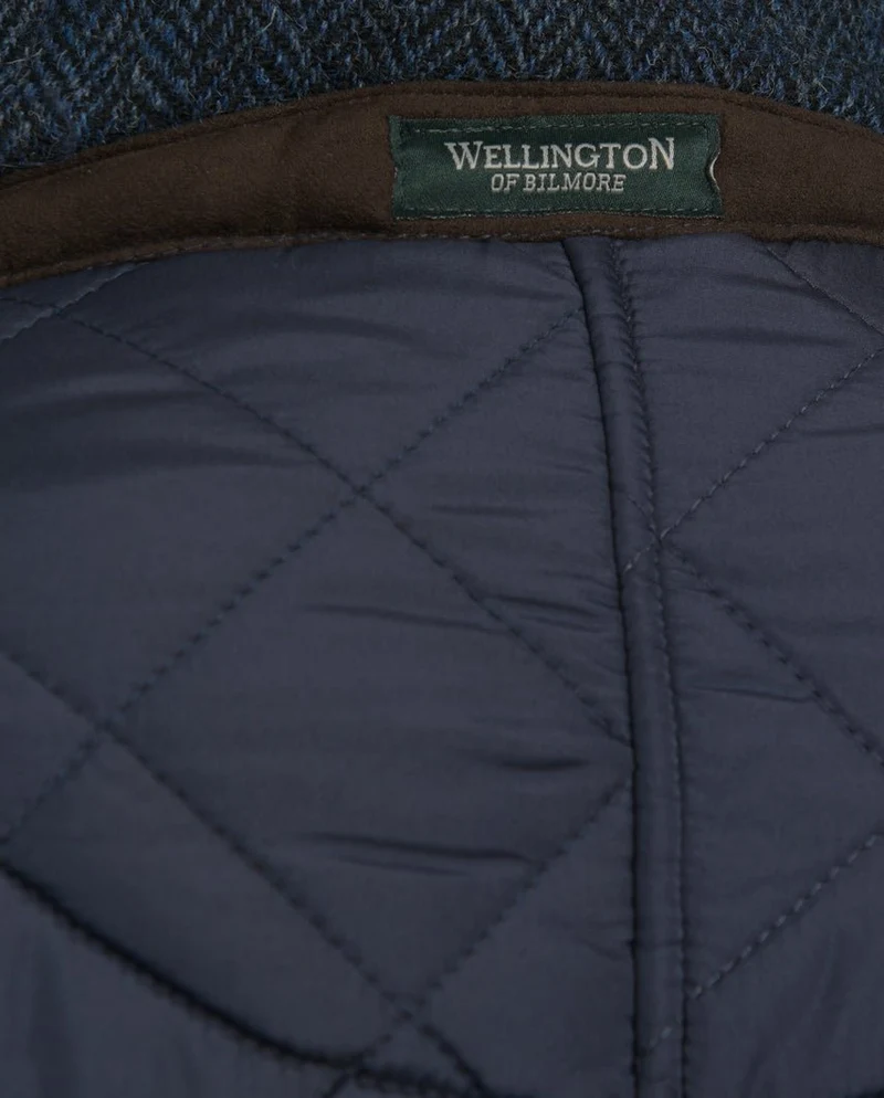 Steppmantel "Gabby" mit Tweed Besatz in navy