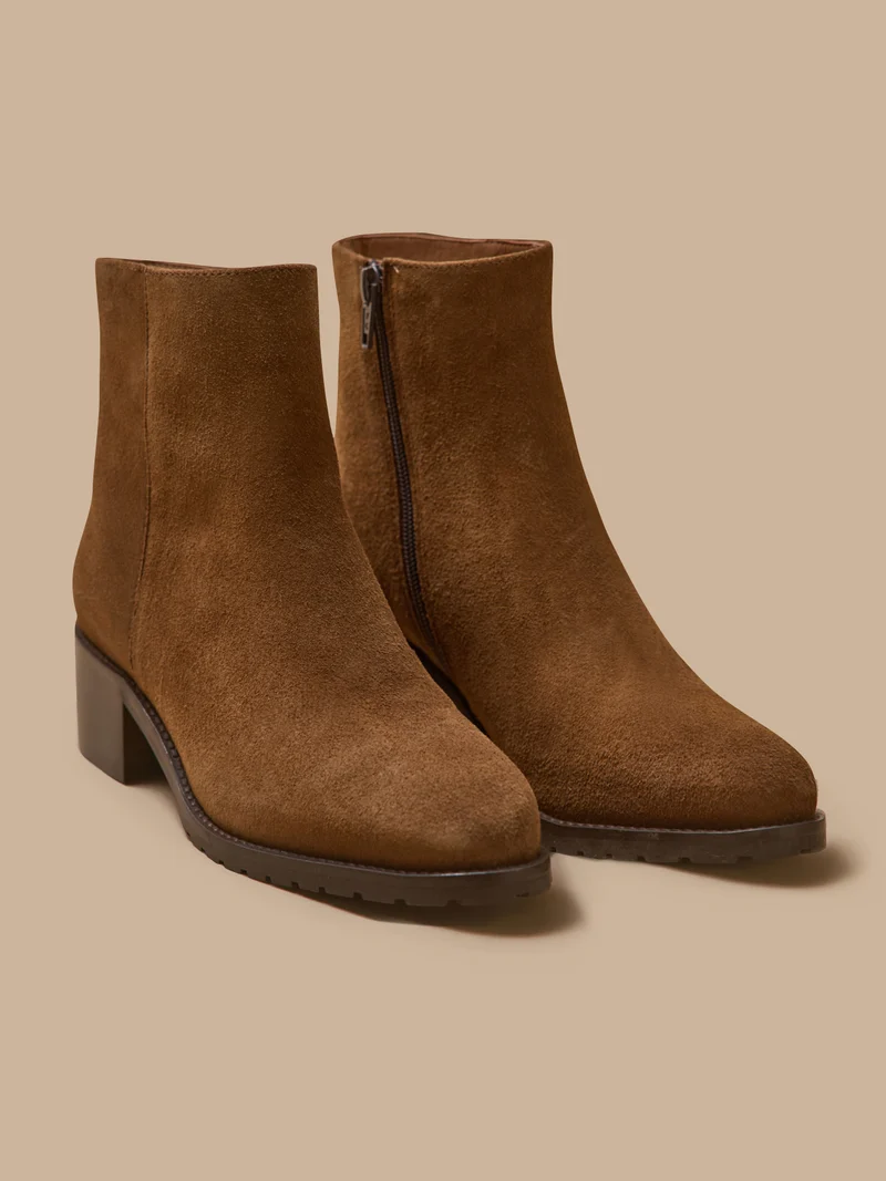 Damen-Stiefeletten mit Absatz aus Leder