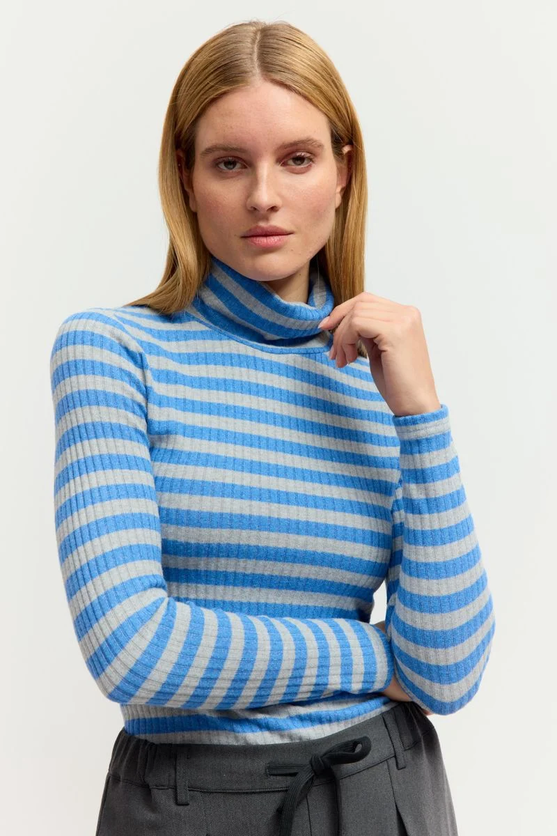Striped rib Rollneck