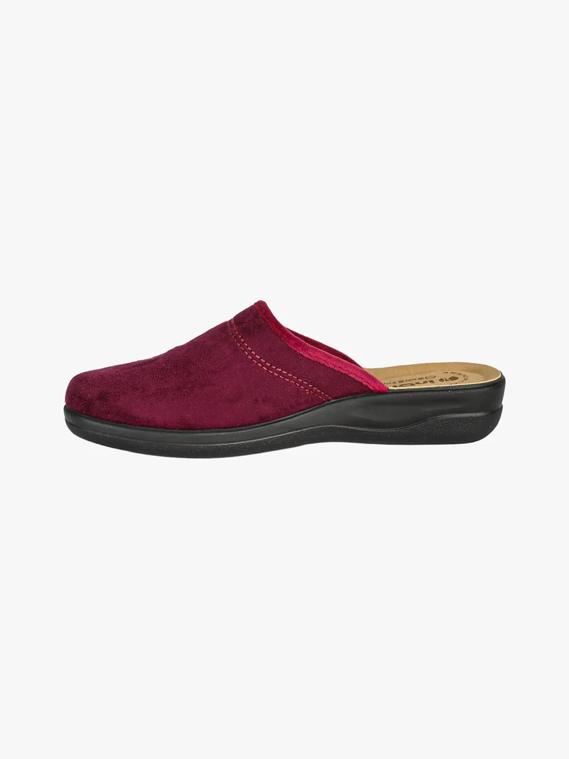 Pantofole donna in velluto con cuore di strass - bordeaux