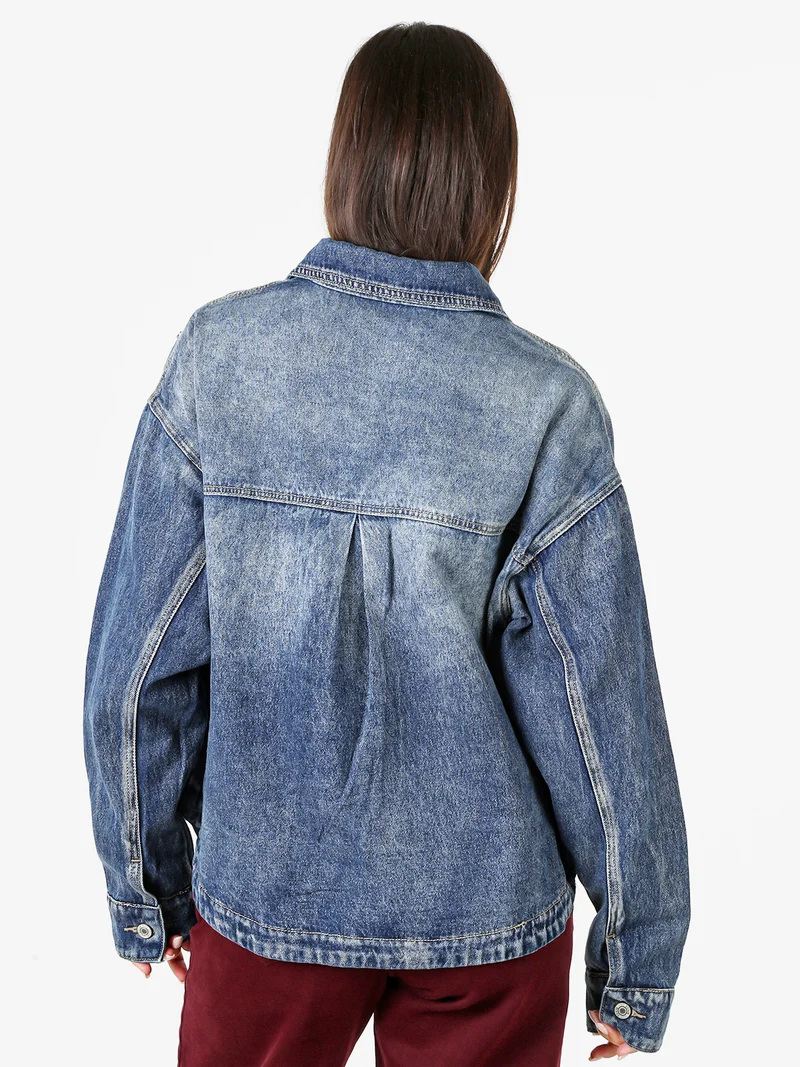 Giacca in jeans oversize da donna con ricami - jeans