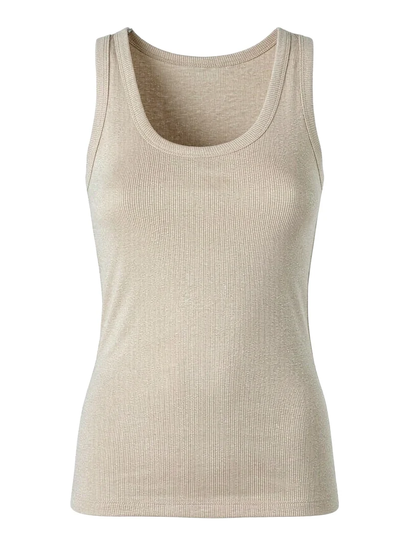 Top girocollo da donna in lurex - beige