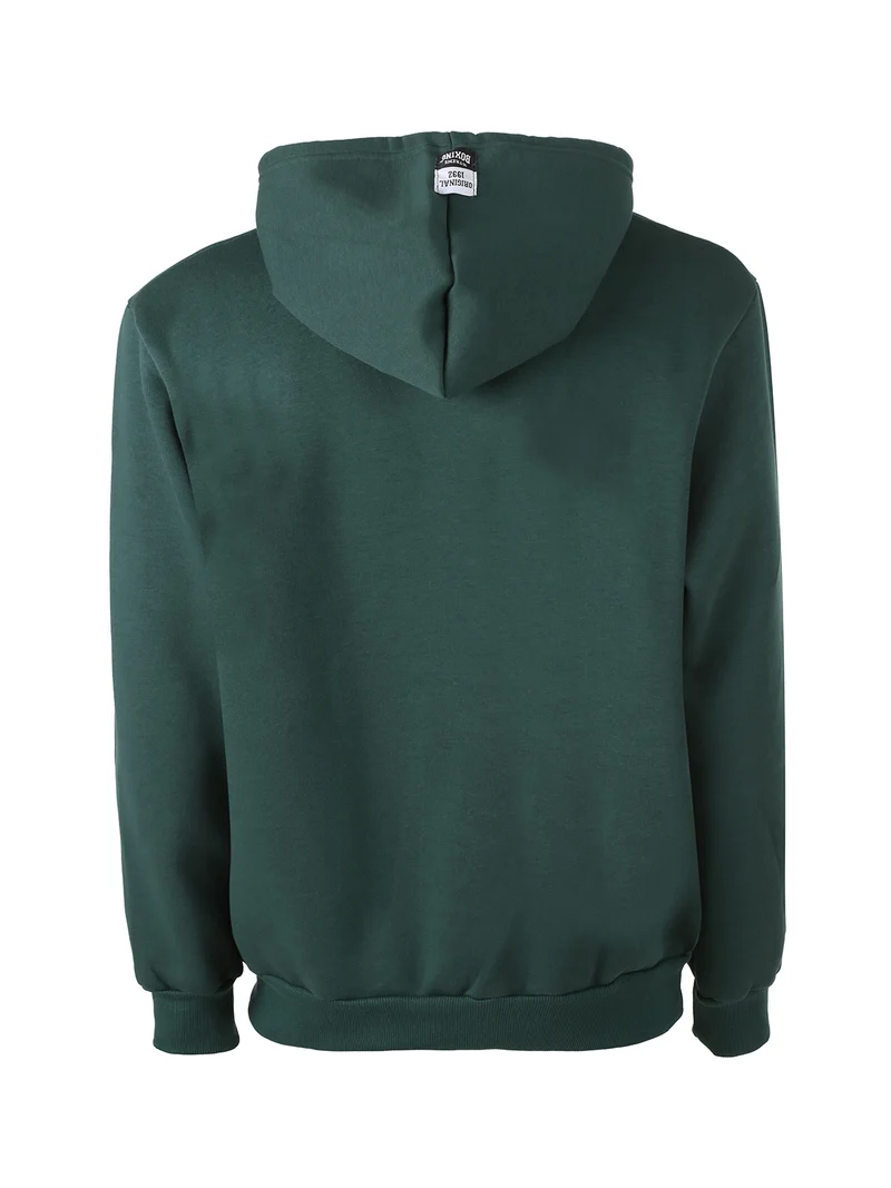 Felpa da uomo con cappuccio e interno felpato - verde