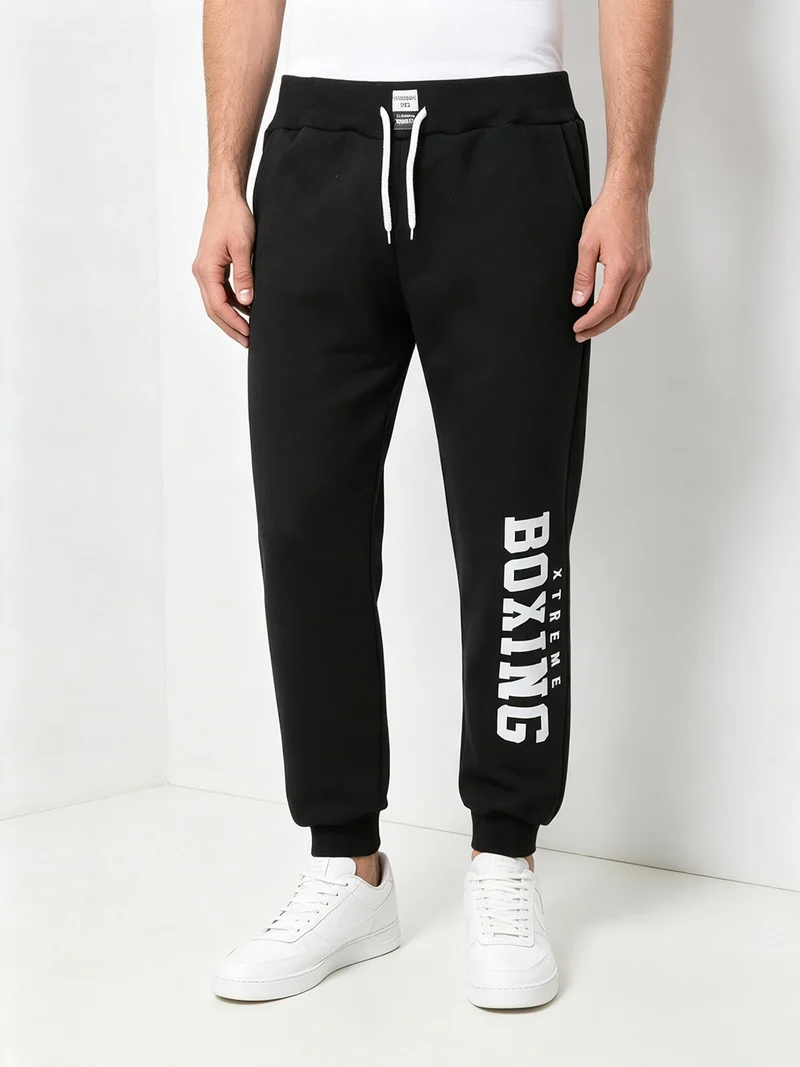 Pantaloni sportivi da uomo con interno felpato e coulisse - nero