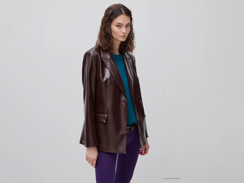 Taillierter Blazer aus beschichtetem Stoff