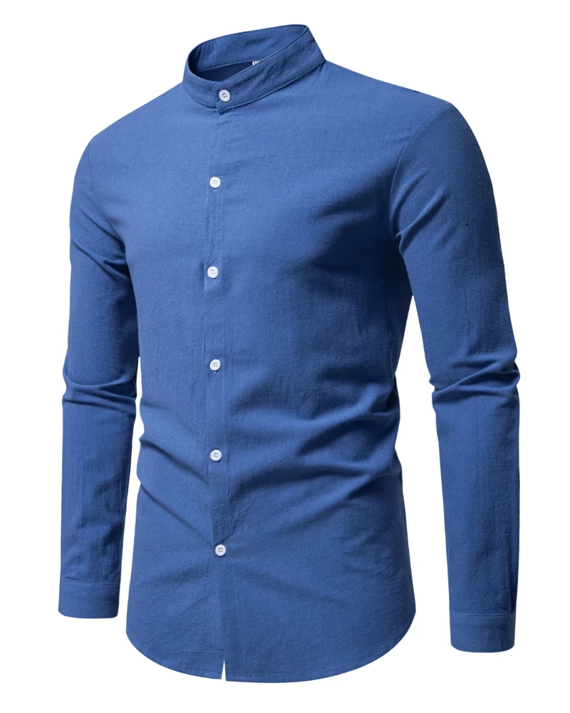 Stand Collar Cotton Shirt