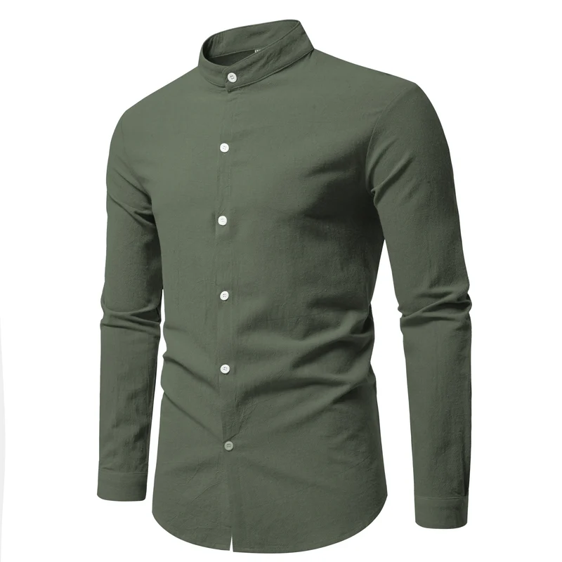 Stand Collar Cotton Shirt
