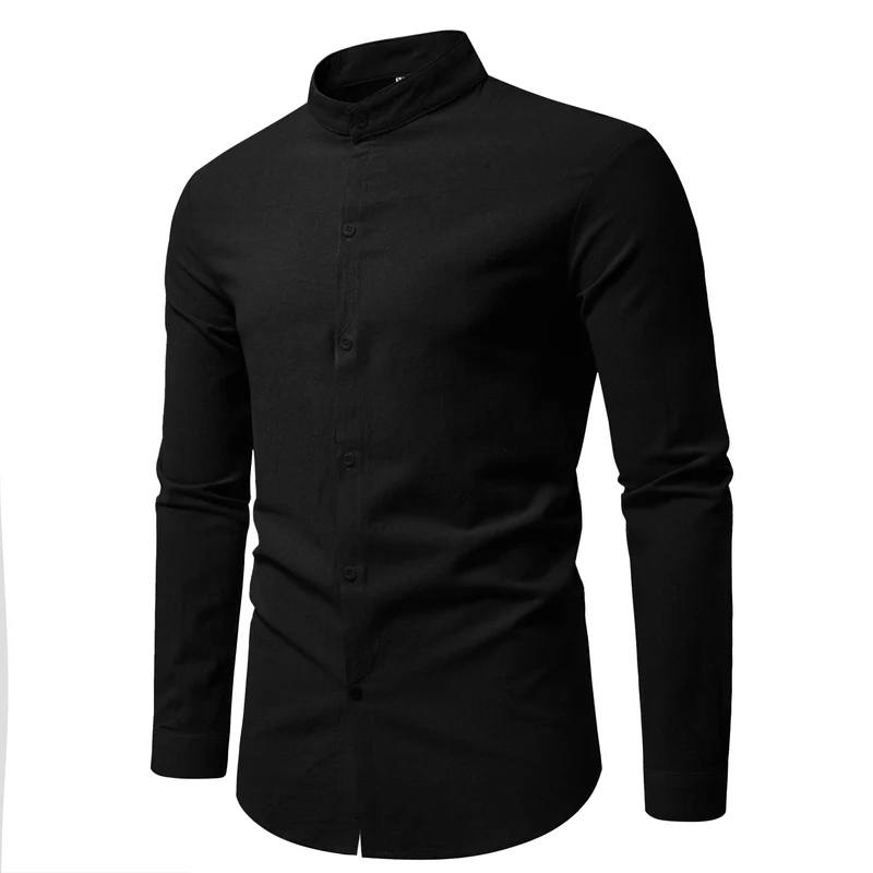 Stand Collar Cotton Shirt
