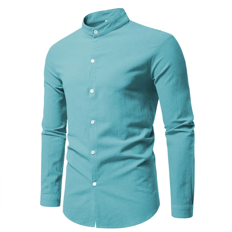 Stand Collar Cotton Shirt