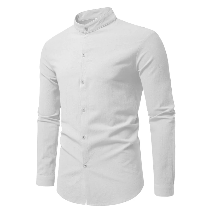 Stand Collar Cotton Shirt