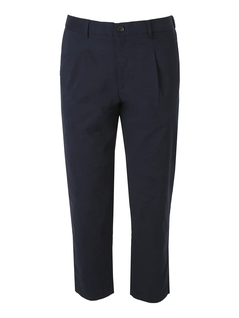 Pantaloni uomo in cotone con pieghe - blu scuro