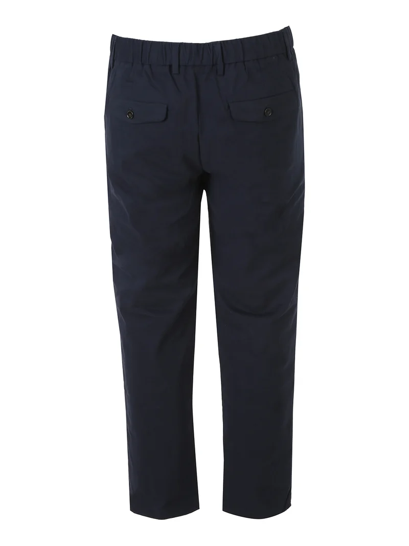 Pantaloni uomo in cotone con pieghe - blu scuro