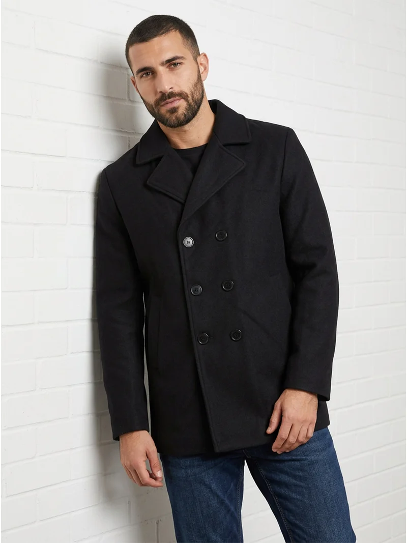 Cappotto da uomo con bottoni a doppiopetto - nero