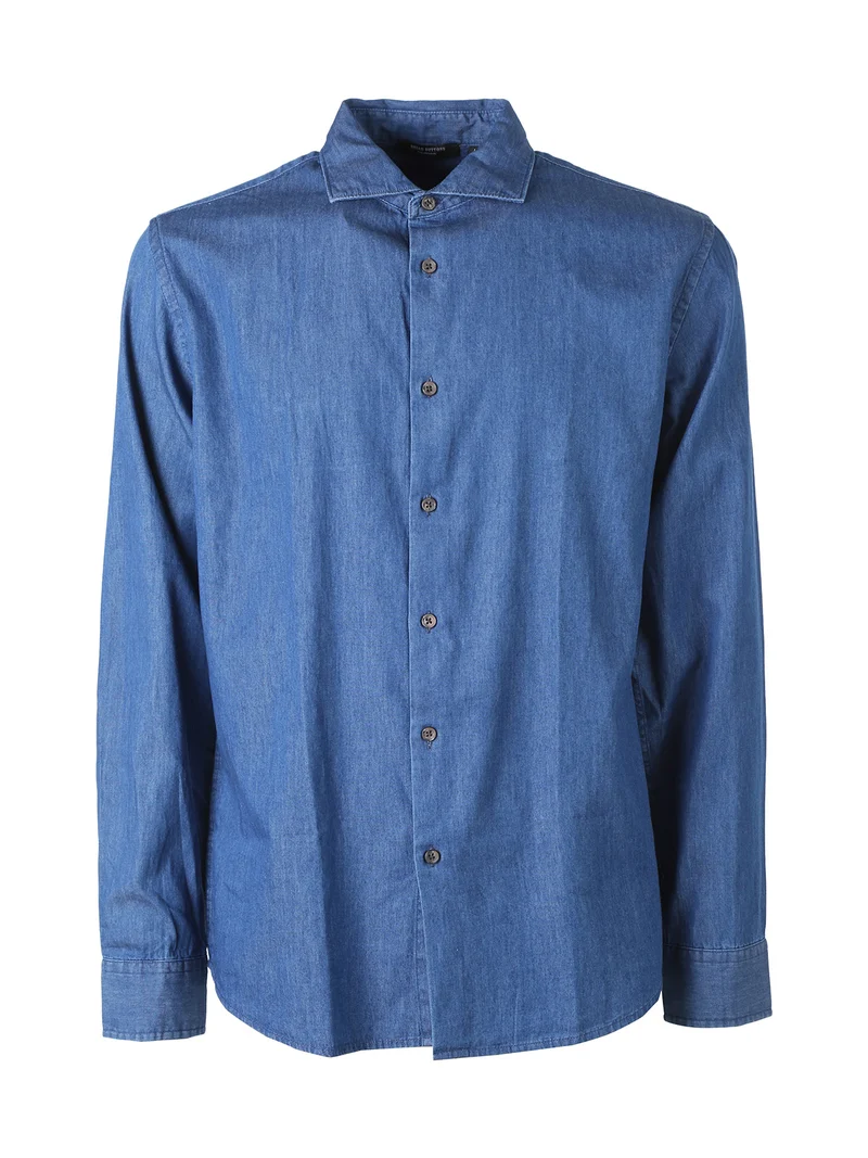 Camicia da uomo a maniche lunghe in cotone - jeans
