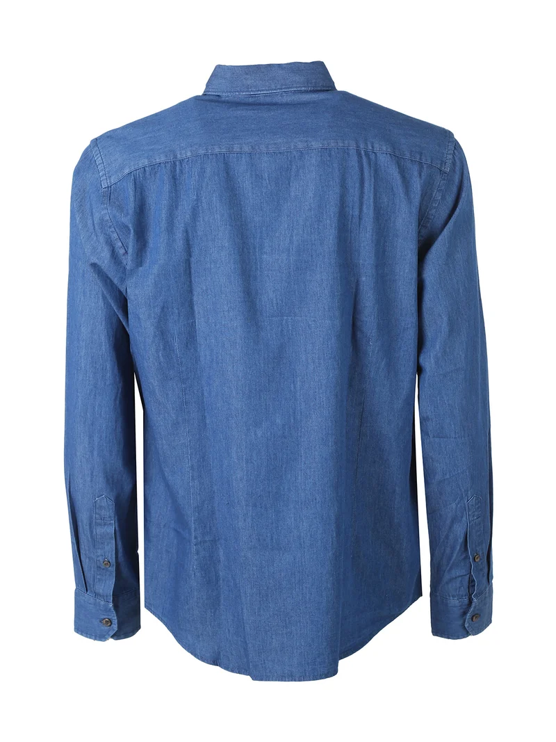 Camicia da uomo a maniche lunghe in cotone - jeans