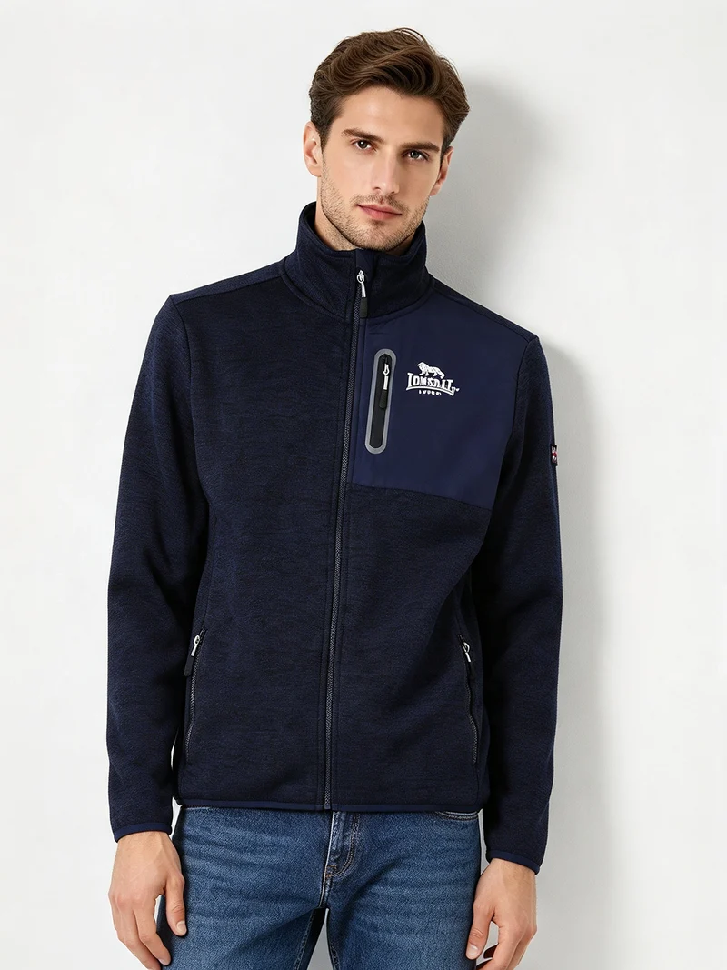 Felpa pesante da uomo con zip - blu scuro