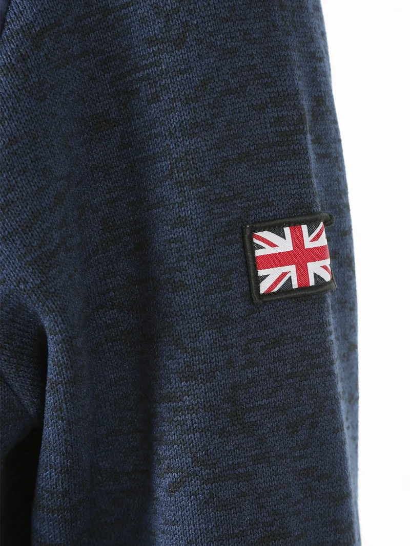 Felpa pesante da uomo con zip - blu scuro