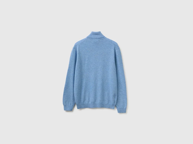 Hellblauer Rollkragenpullover aus reiner Merinowolle