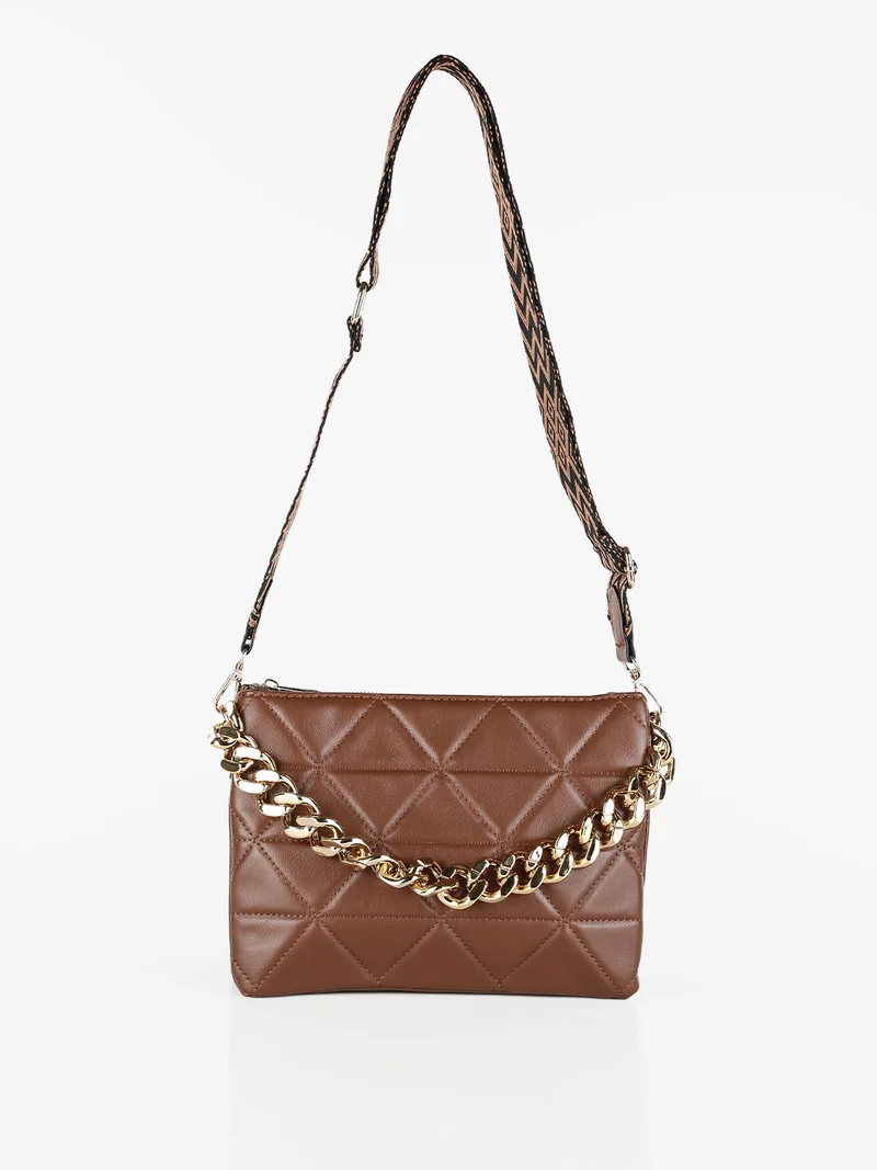 Borsetta donna a pochette con tracolla - caffè