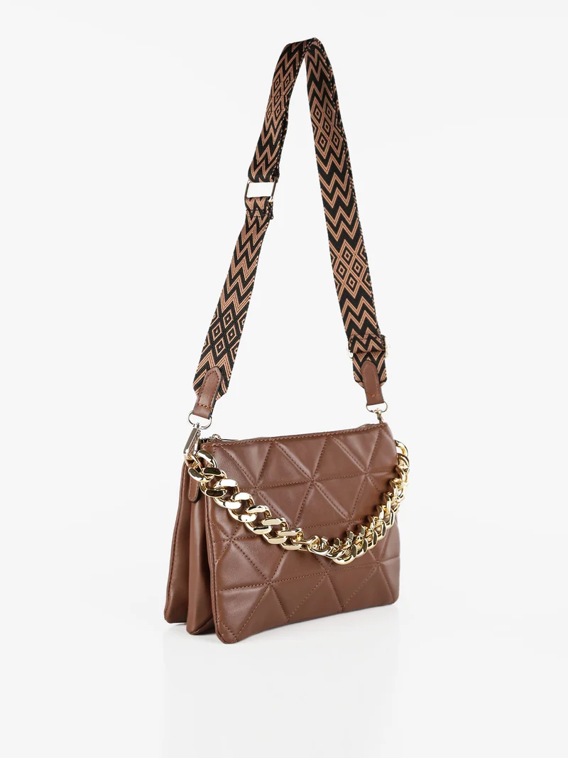 Borsetta donna a pochette con tracolla - caffè