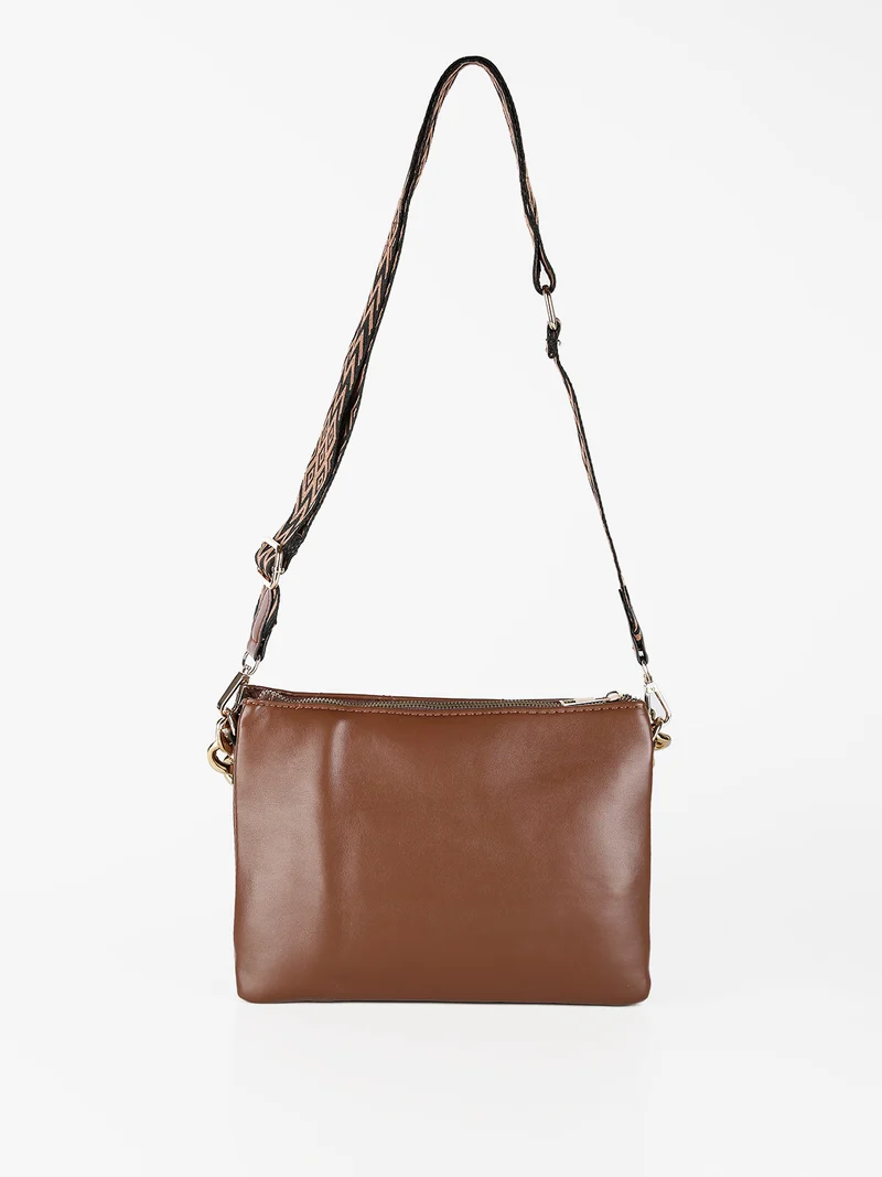 Borsetta donna a pochette con tracolla - caffè