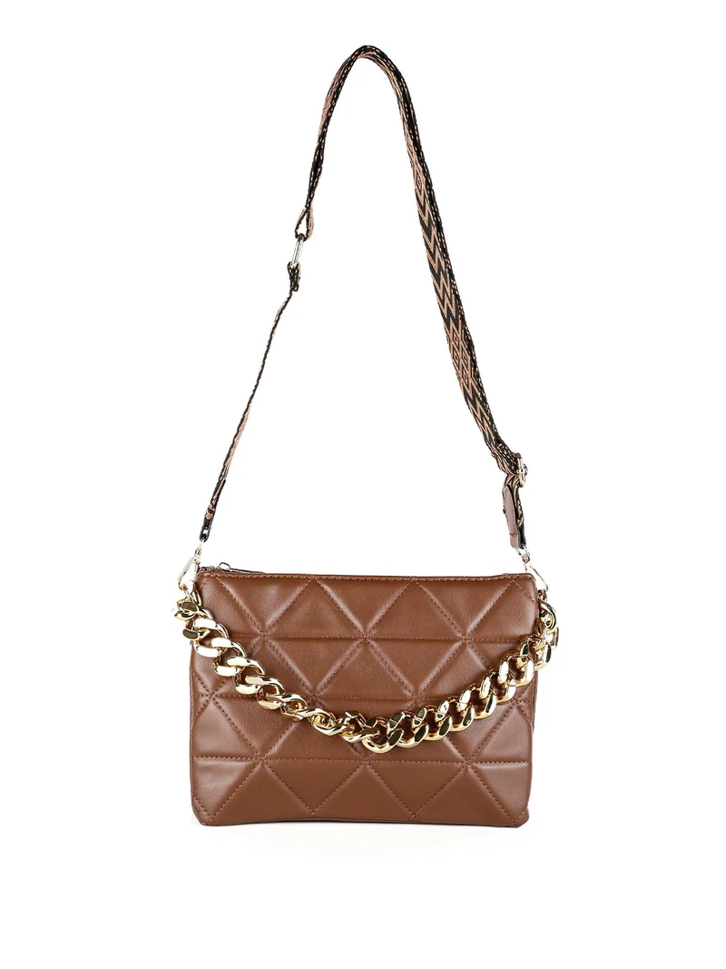 Borsetta donna a pochette con tracolla - caffè
