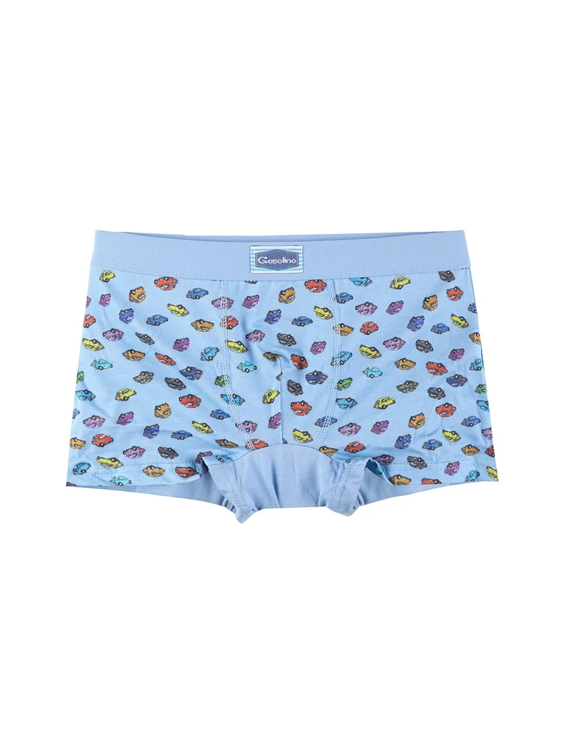 Boxer in cotone da bambino con stampe - celeste