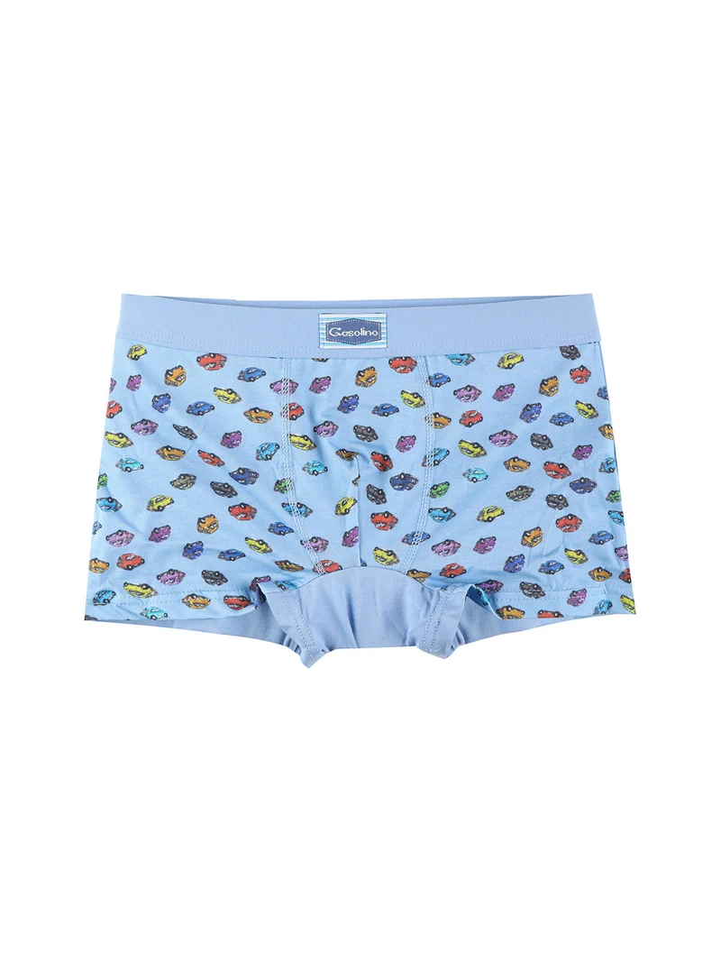 Boxer in cotone da bambino con stampe - celeste