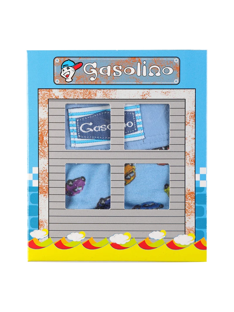 Boxer in cotone da bambino con stampe - celeste