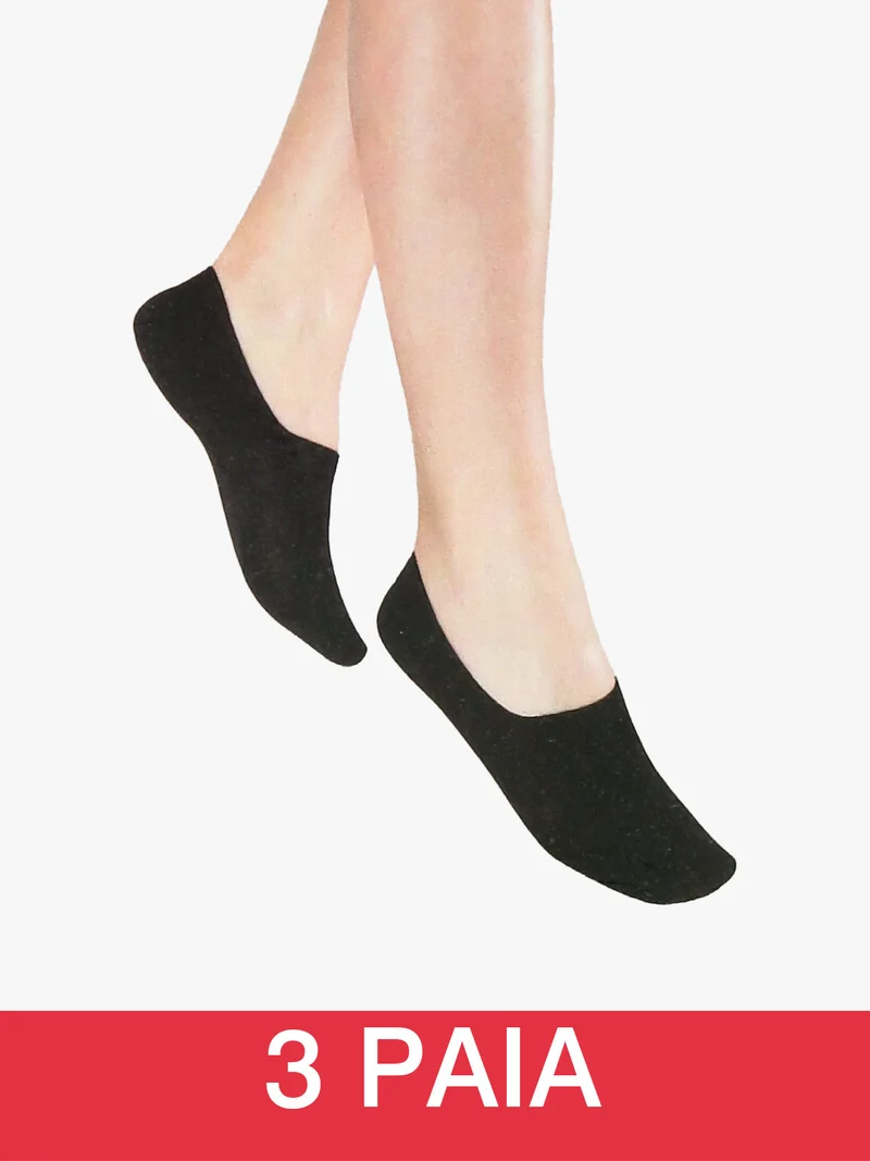 Sottopiede in cotone donna Confezione da 3 paia - nero