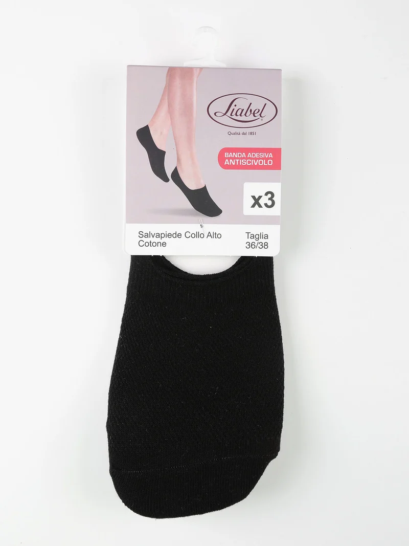 Sottopiede in cotone donna Confezione da 3 paia - nero