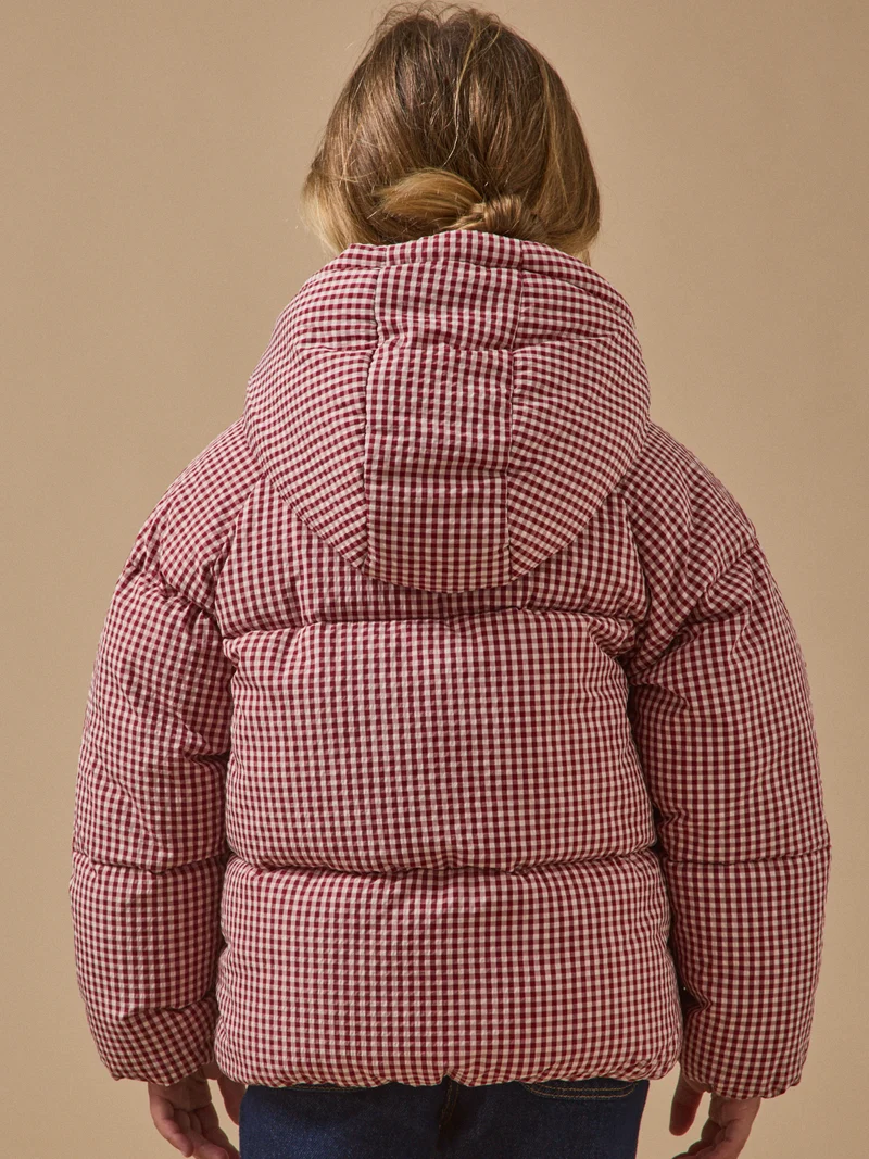 Mädchen-Steppjacke mit Vichy-Karomuster