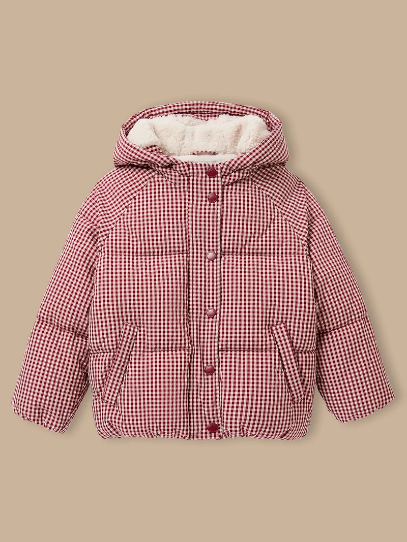 Mädchen-Steppjacke mit Vichy-Karomuster