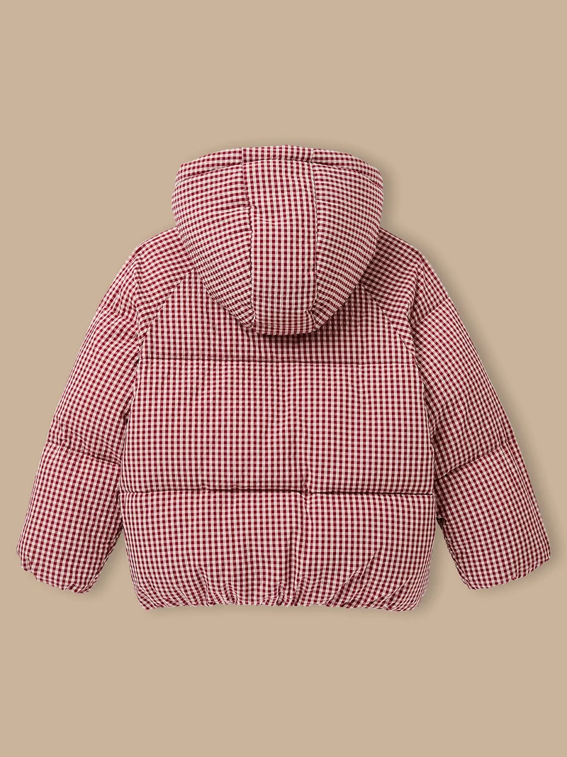 Mädchen-Steppjacke mit Vichy-Karomuster