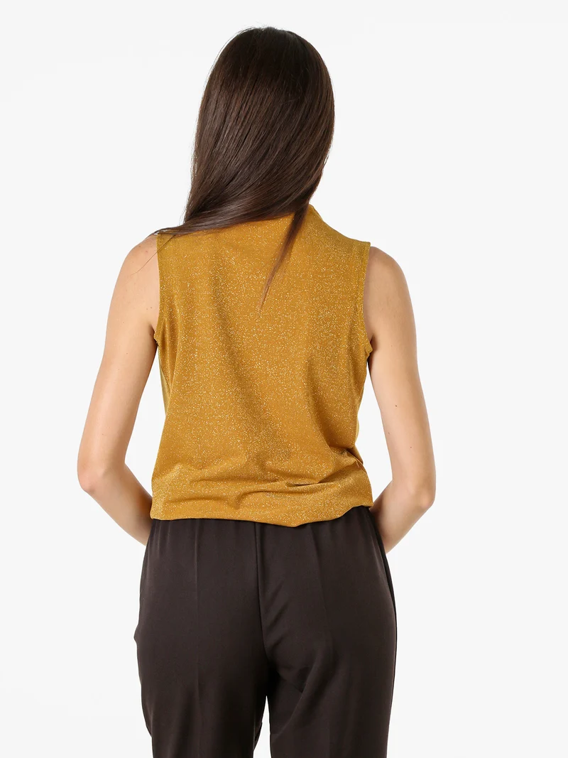 Top donna lurex con scollo a cascata - oro