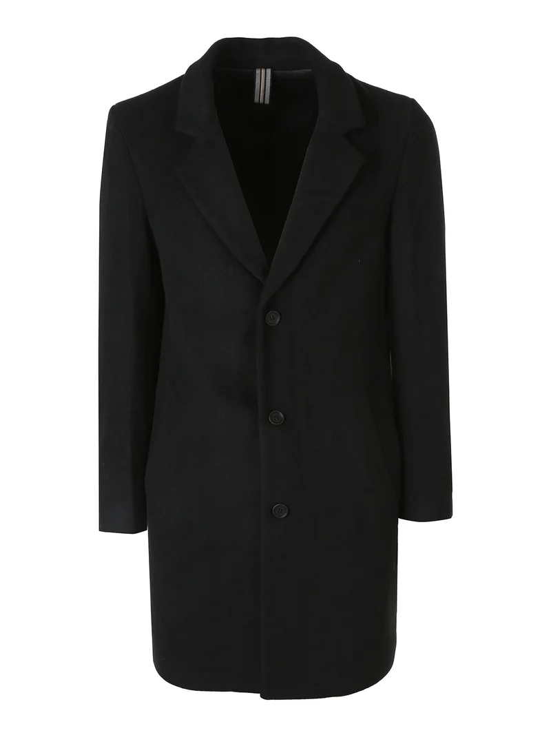 Cappotto da uomo in misto lana con bottoni - nero