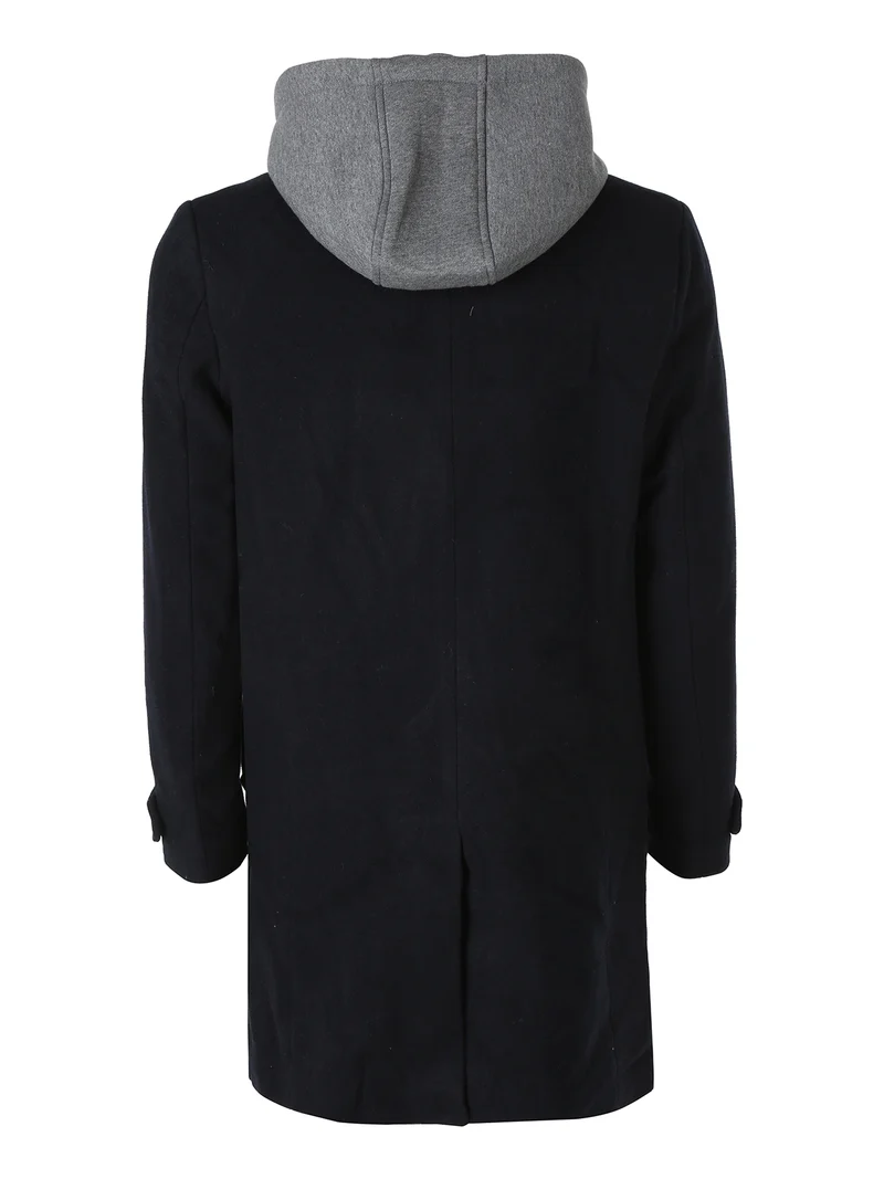 Cappotto da uomo in misto lana con pettorina removibile con cappuccio - blu scuro