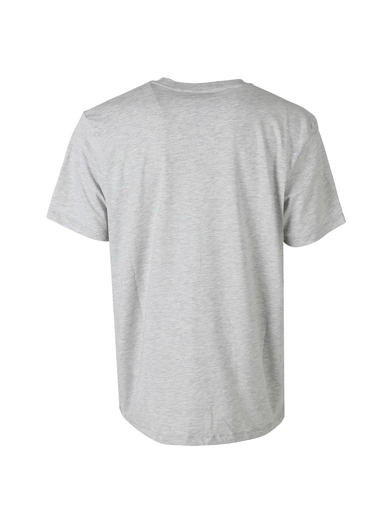 T-shirt da uomo in cotone con logo e scollo tondo - grigio