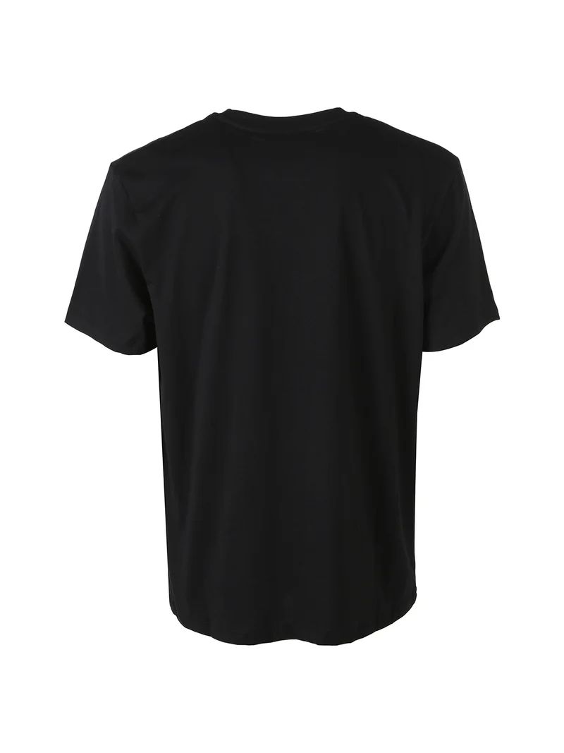 T-shirt da uomo in cotone con logo e scollo tondo - nero