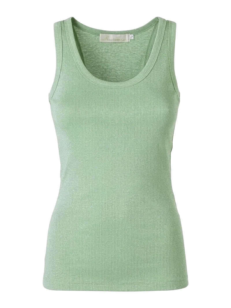 Top girocollo da donna in lurex - acqua marina