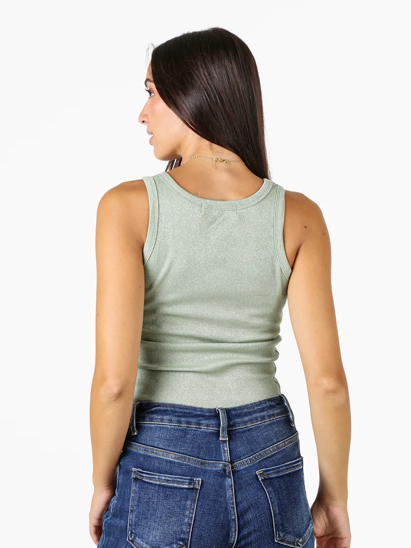 Top girocollo da donna in lurex - acqua marina