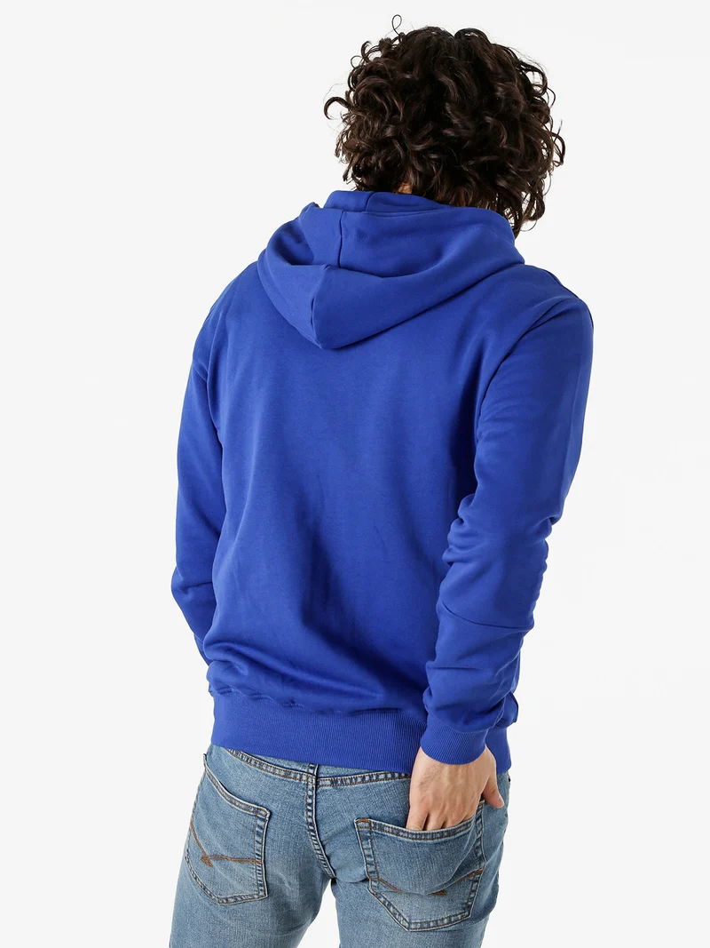 Felpa da uomo con cappuccio e zip in cotone - blu