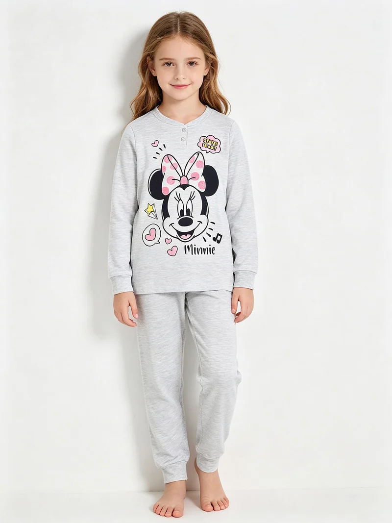 Pigiama lungo da bambina Minnie - grigio