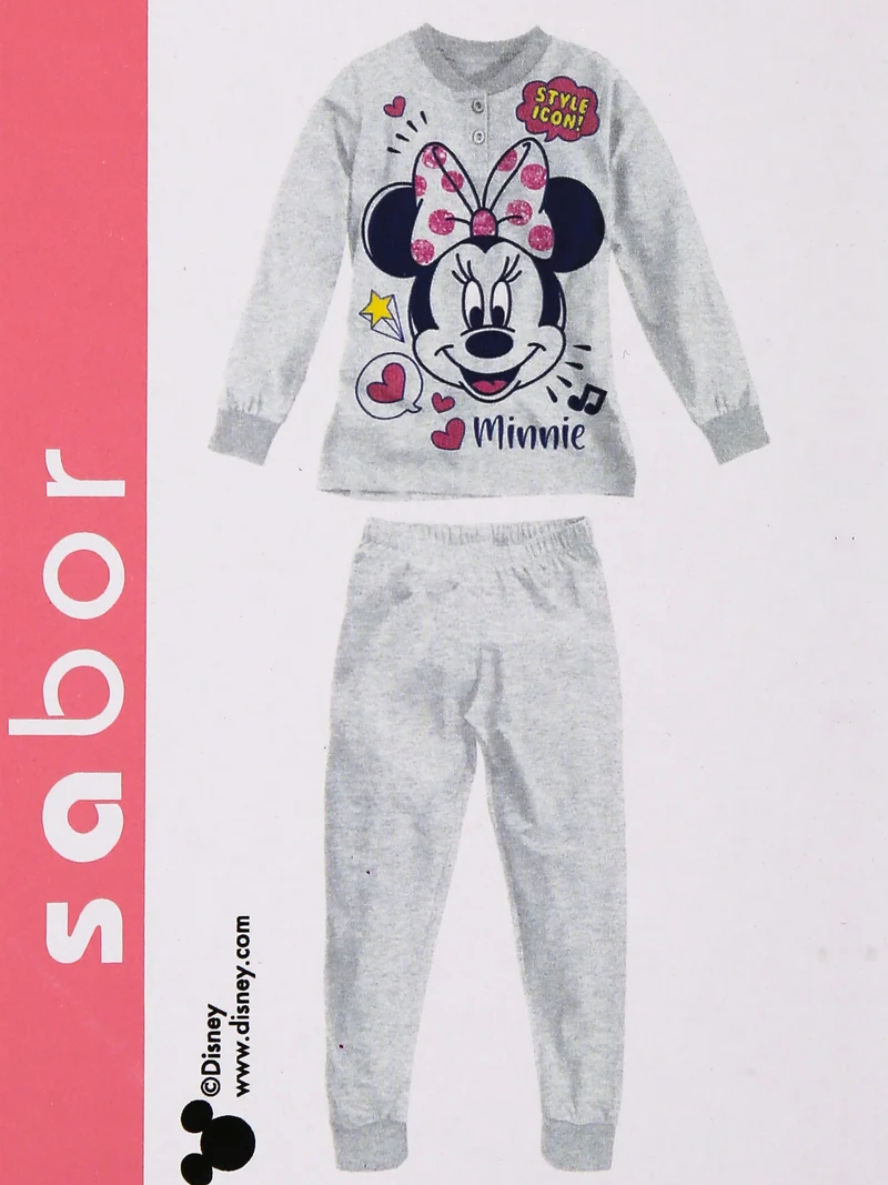 Pigiama lungo da bambina Minnie - grigio