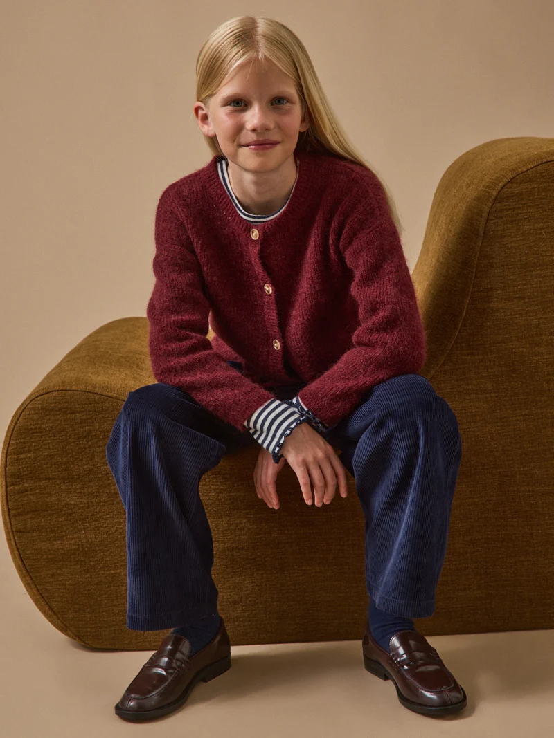 Mädchen-Cardigan mit Wolle und Mohair