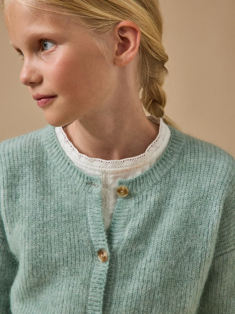 Mädchen-Cardigan mit Wolle und Mohair