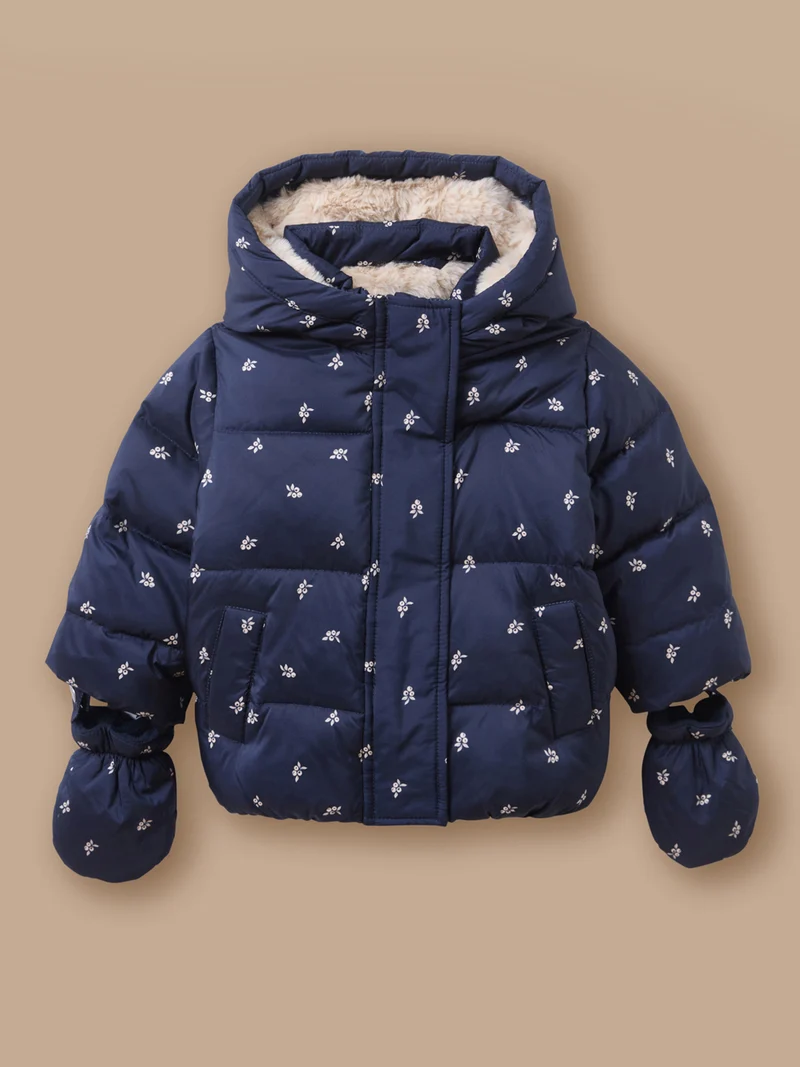 Bedruckte Steppjacke mit Beerenmuster für Babys