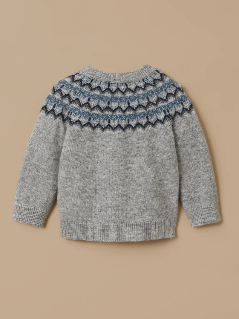 Baby-Pullover aus Wolle mit Jacquard-Kragen