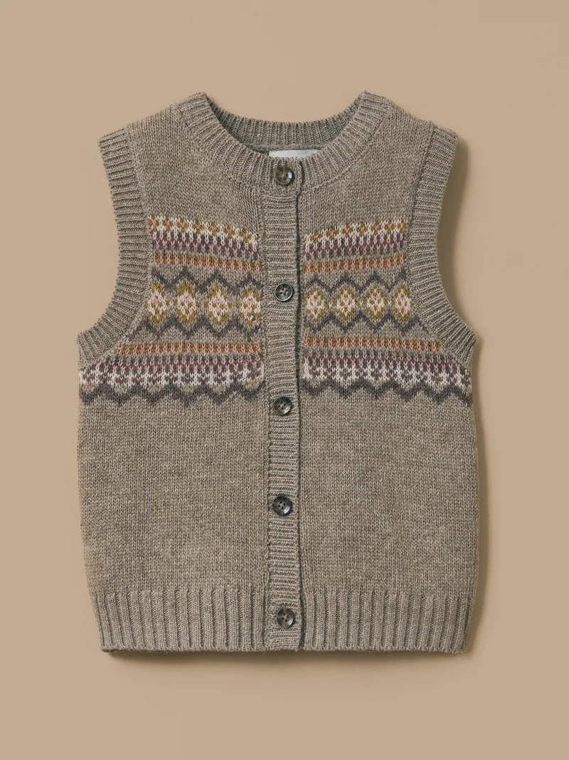 Mädchen-Pullunder mit Jacquard-Muster